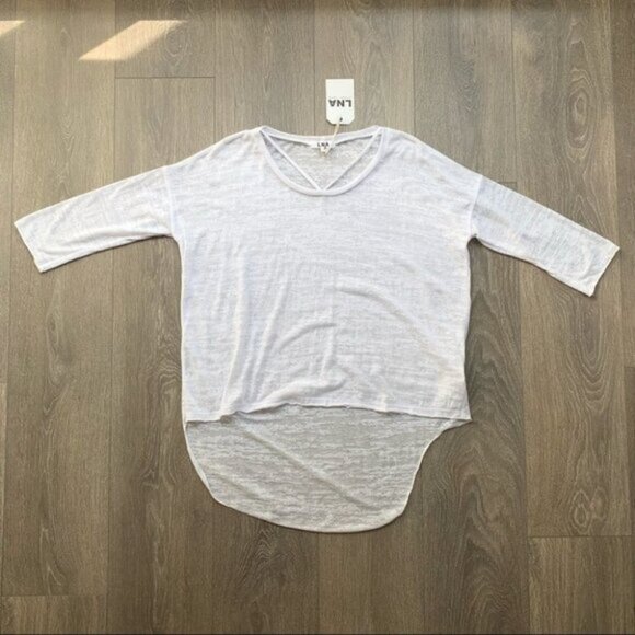 Revolve LNA Cape Strap Tee Top Burnout 3/4 Length Sleeve White Size Small - Picture 2 of 16